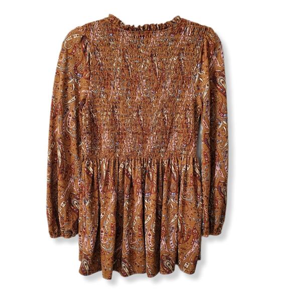 Melloday Women Smocked Peplum Top L boho Floral Cottage Country Fall - Picture 9 of 14